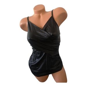 Black Faux Leather Top M